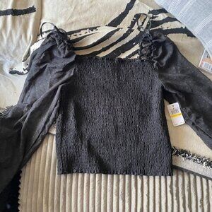 Black Polka Dot Ruched Cropped Top - Laundry by Shelli Segal